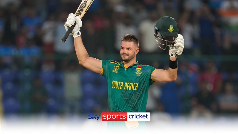 South Africa batter, Aiden Markam scores the fastest hundred in World Cup history off just 49 balls in their fixture against Sri Lanka.