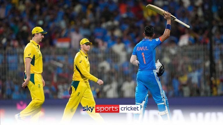 KL Rahul hits a six to secure victory for India against Australia but in doing so, misses out the chance to score a hundred, finishing three runs short of a seventh ODI century.