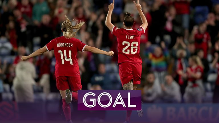 Melissa Lawley drives down the left and passes to Natasha Flint, who spins her marker and scores into the far corner. 