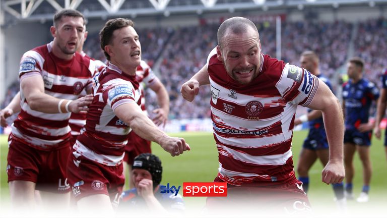 Liam Marshall completes a stunning hat-trick for Wigan Warriors after Bevan French found him with a brilliant kick!