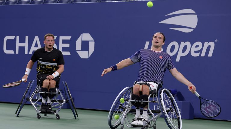 Gordon Reid and Alfie Hewett in action during the 2023 US Open